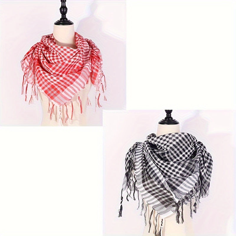 Middle Eastern Style Polyester Keffiyeh Scarf - Striped Knitted Weekend Casual Scarf for Men and Women, Breathable Decorative Wrap, Machine Washable