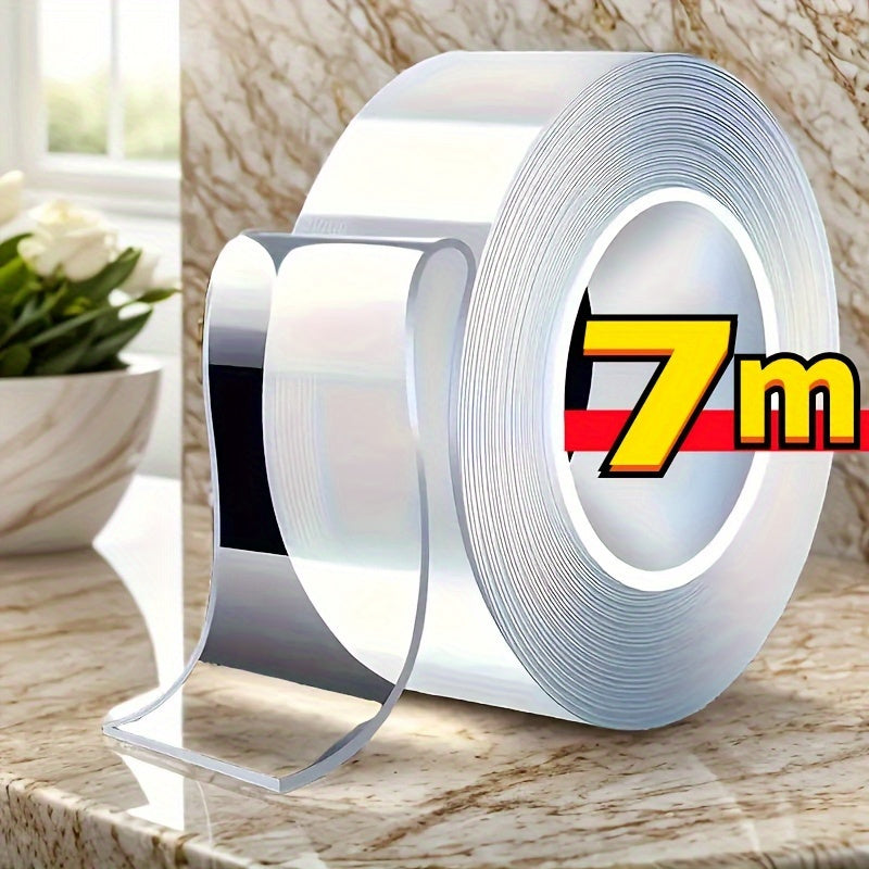 7m Super Strong Transparent Nano Double-Sided Tape | Waterproof & Durable | Reusable & Washable | Ideal for DIY Projects in Kitchen, Bathroom, and Home Decor | Versatile Adhesive for