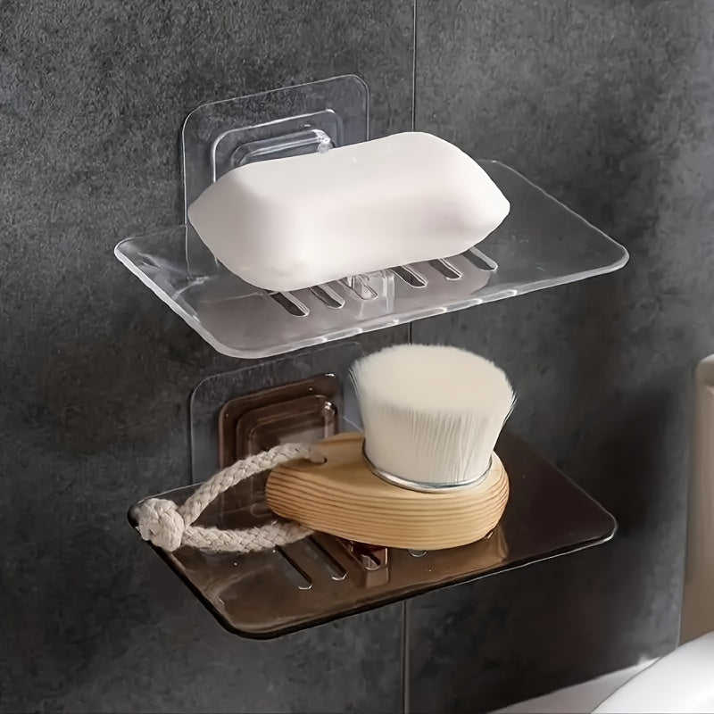 Rectangle soap dish with sleek design, wall-mounted for easy installation, drainage for bathroom organization.