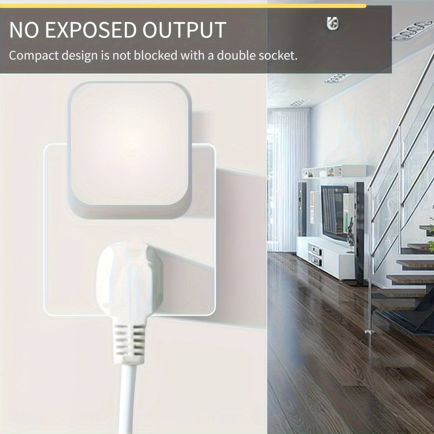 Energy-efficient LED night light with smart sensing, light sensor, and wall mount for various rooms.