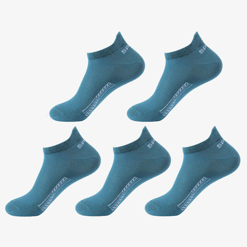 5 pairs of unisex cotton blend crew socks with anti-odor and sweat absorption, perfect for daily wear.