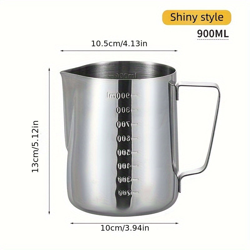 Durable Stainless Steel Milk Frothing Pitcher with Measurement Marks - Great for Creating Beautiful Latte Art & Coffee Designs, Suitable for Home or Professional Settings