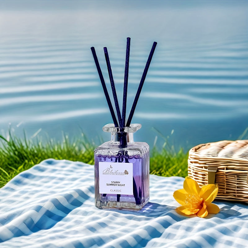 50mL Reed Diffuser in glass bottle with Lavender Essential Oil for multiple areas in home or office - Elegant gift for holidays (1pc)