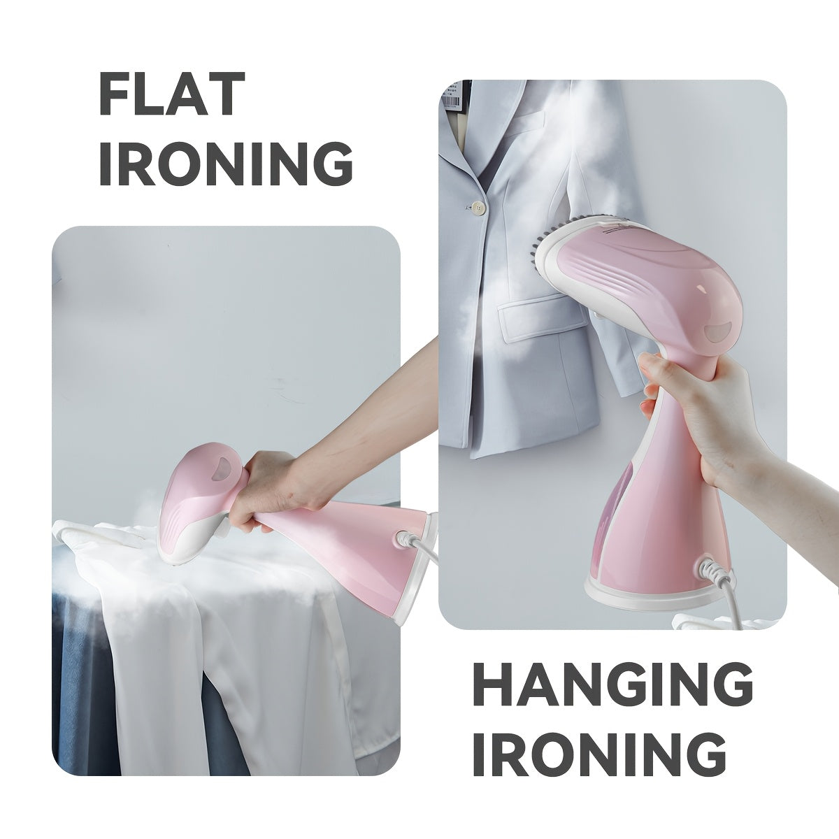 Effortlessly remove wrinkles from any fabric with this convenient handheld ironing machine - a high-power clothes wrinkle remover designed for easy use in the comfort of your home.