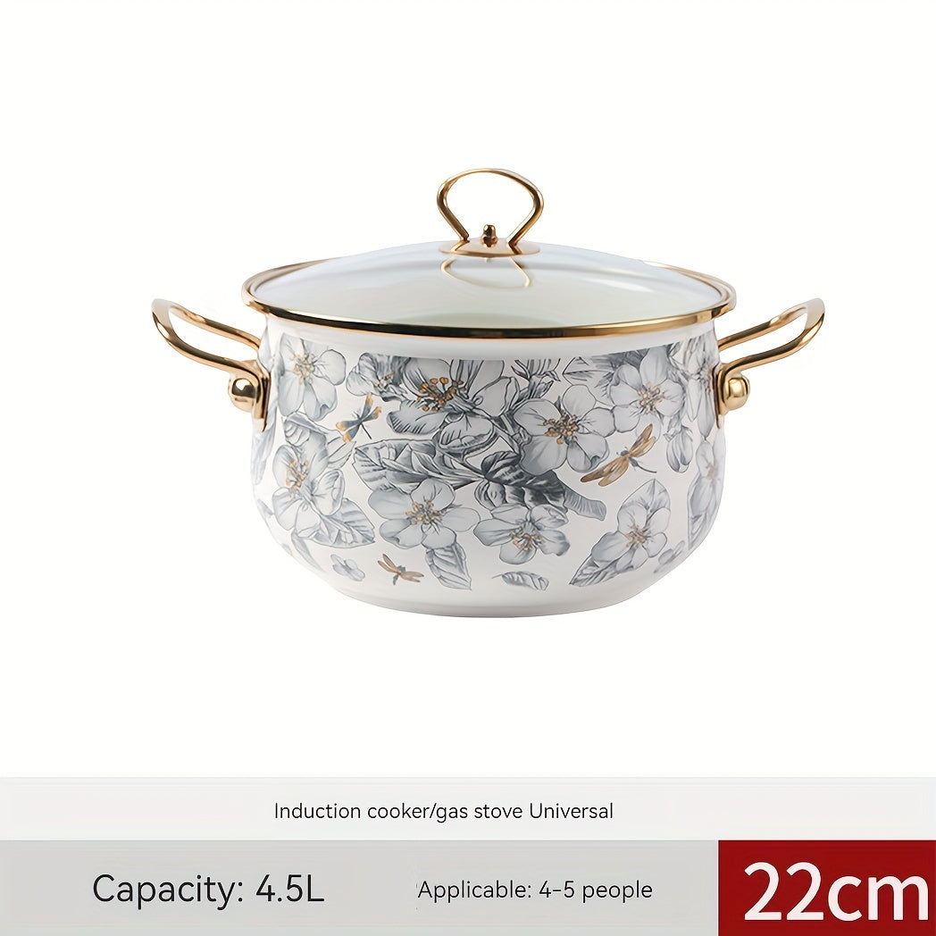 Premium Enamel Cooking Pot, ideal for Soup and Stew, with Easy-to-Clean Non-Stick Surface. Versatile for use in Home Kitchens and Restaurants, compatible with Gas and Electric Stoves. Perfect for Holiday Gatherings and as Gifts.