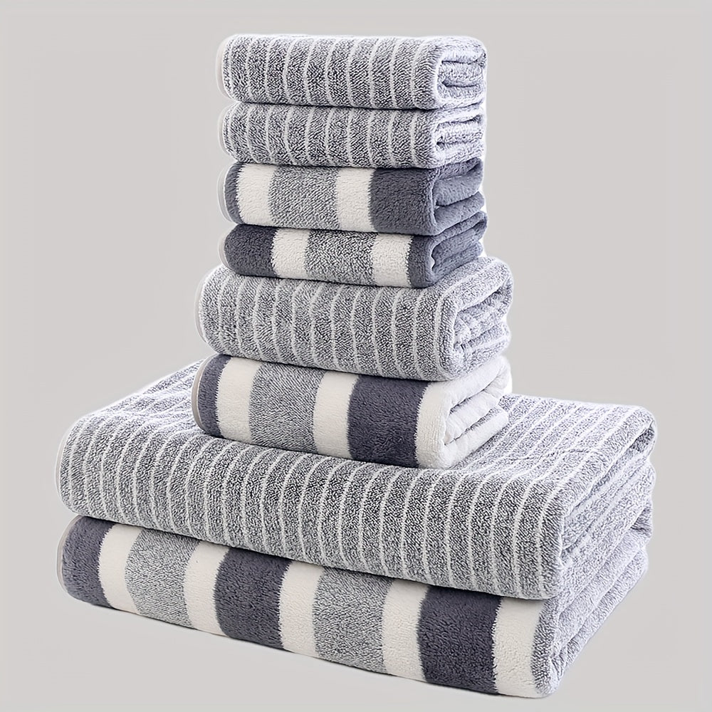 A set of 8 towels, including 2 hand towels, 2 bath towels, and 4 face towels, designed for business environments like spas, foot therapy, steam baths, and hotels. These ultra-soft, thick