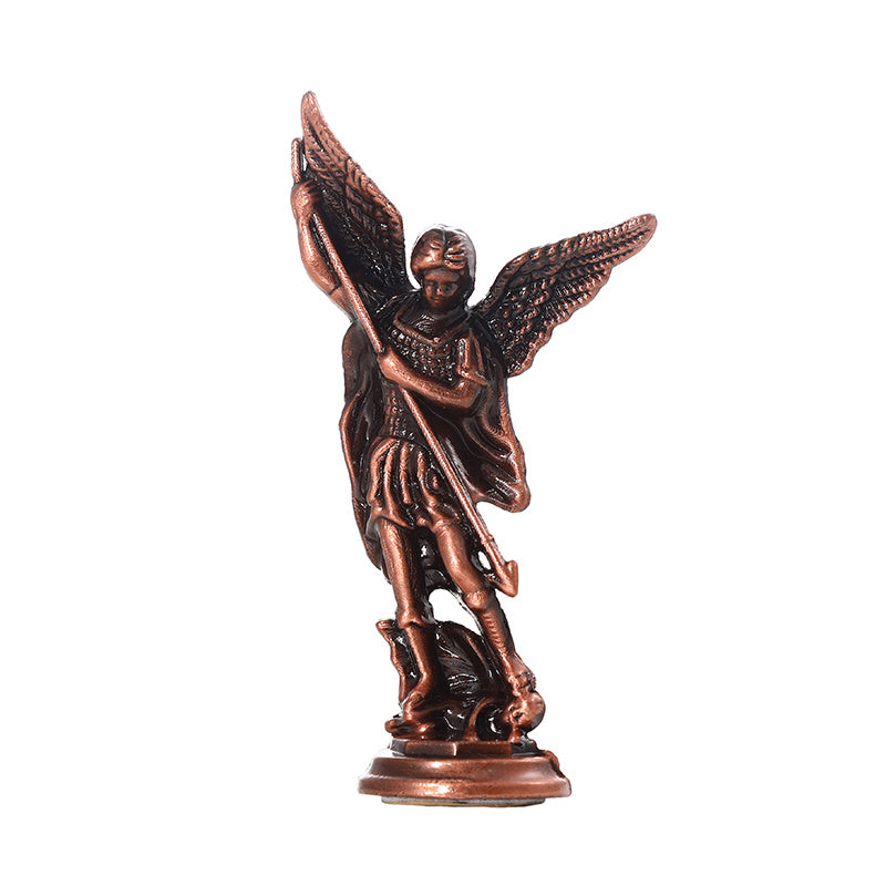 Saint Michael Archangel figurine made of zinc alloy for home decor and tabletop display.