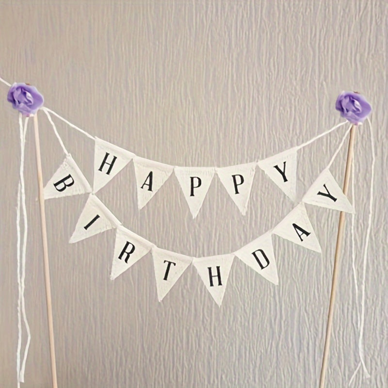 1pc Birthday cake topper with blessing words for party decoration.