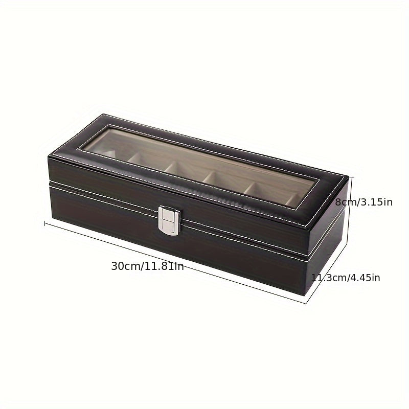 Elegant 6-Digit Watch Box Made of PU Leather, Perfect Household Storage Solution for Watches, Excellent Gift Choice for Christmas.