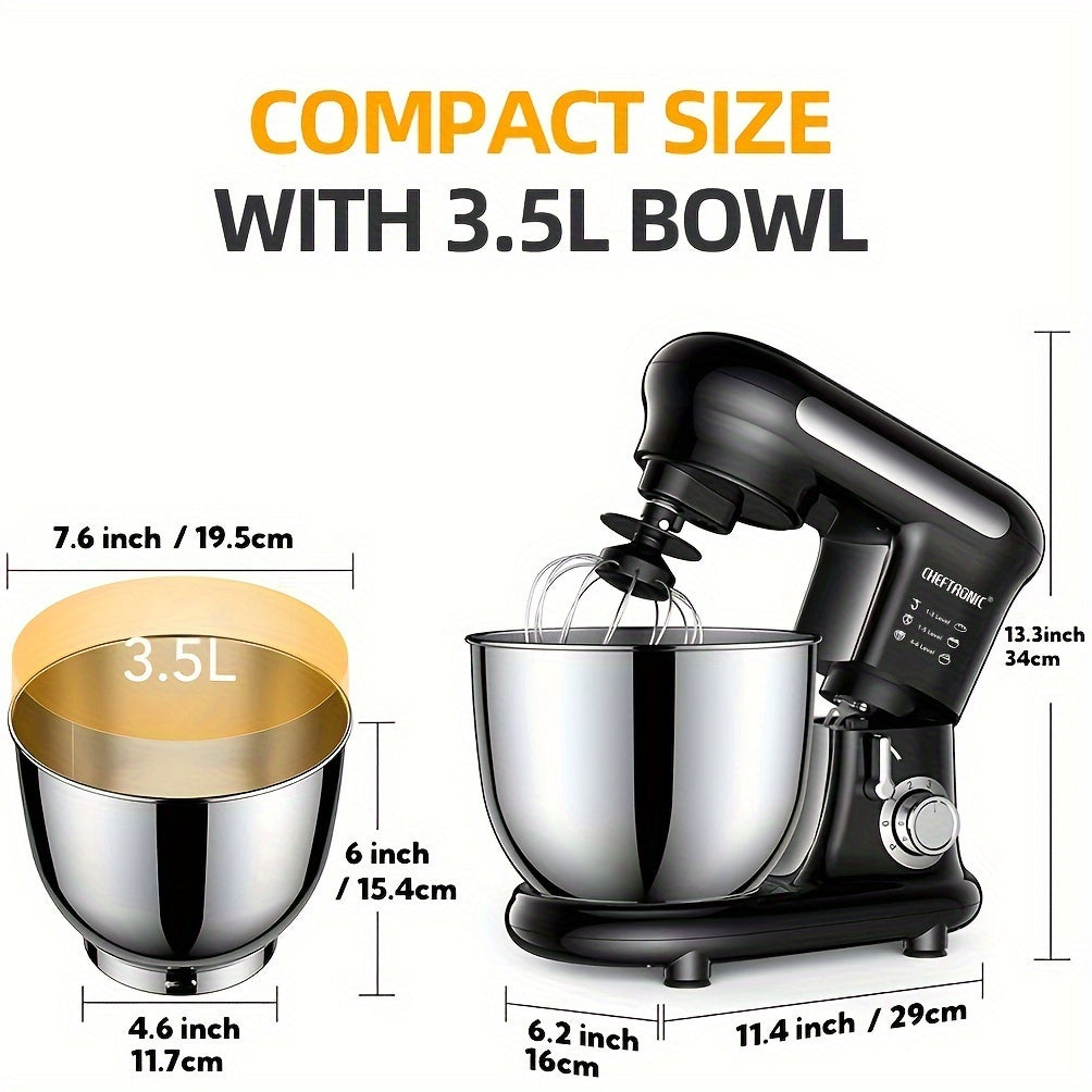 1pc Tilt-head Stand Mixer with 1000W power and 3.5L stainless steel bowl for household dough mixing in winter.