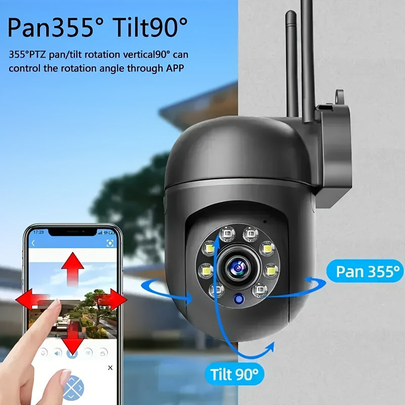 HD WiFi Security Camera by Teruhal with 355° Pan/Tilt, Intercom, Remote Night Vision for Indoor & Outdoor Use. Control via Smartphone App, Wireless with TF Card/Cloud Storage Option.