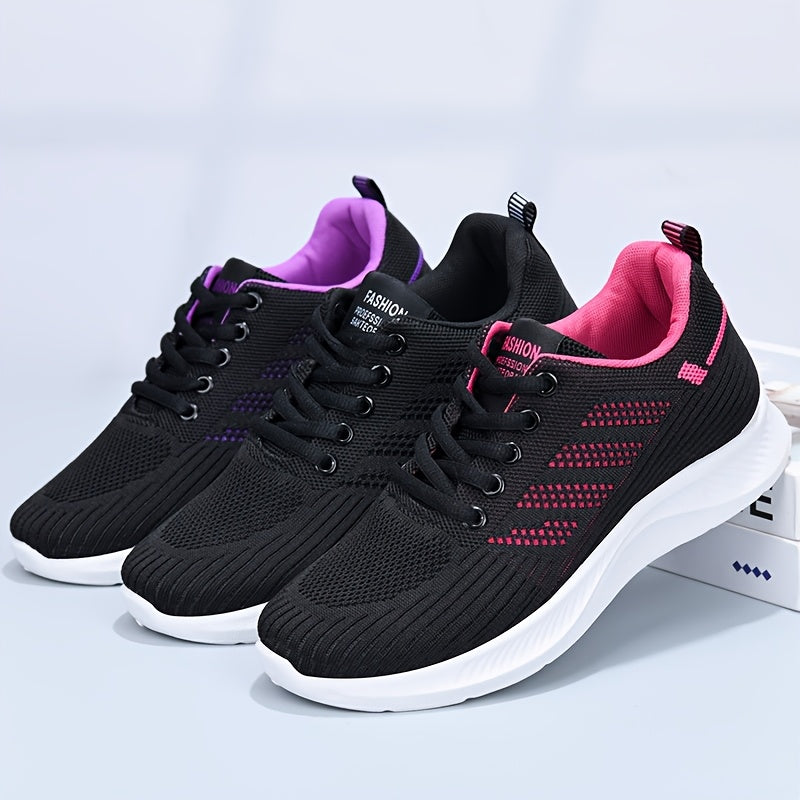 1 Pair Women's Breathable Casual Running Sneakers with PVC Sole for All Seasons