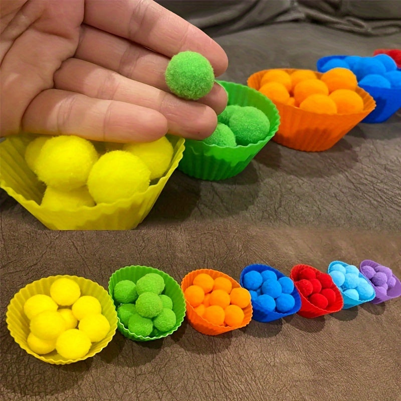 Children's educational toy: Colorful plush balls to help with sorting, counting, and concentration.