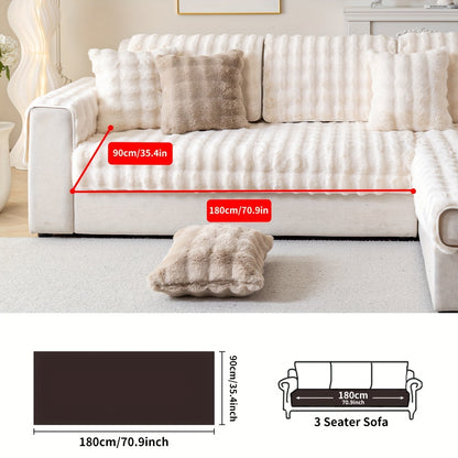 1pc Thick Plush Sofa Cover - Imitation Rabbit Material, Perfect for Winter, Protects Furniture in Bedroom, Office, Living Room.