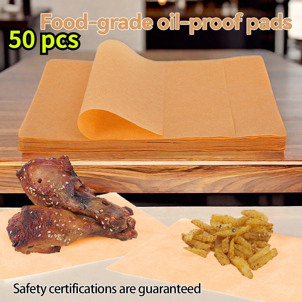 Get 50 pieces of top-quality large parchment papers specifically designed for baking, roasting, frying, and steaming in air fryers, steamers, and ovens. These papers are non-stick, greaseproof, and waterproof, ensuring hassle-free cooking and easy