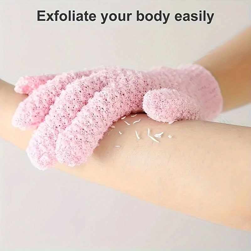 Shower gloves for exfoliation, cleansing, and massage - removes dead skin and dryness.