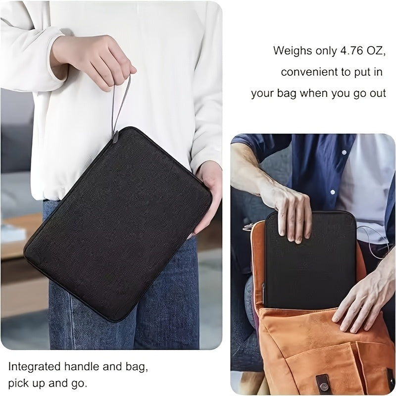 Polyester bag for tablets and laptops, with pocket, in grey color, for 26.67-33.02 cm tablets and 27.94-32.77 cm laptops.