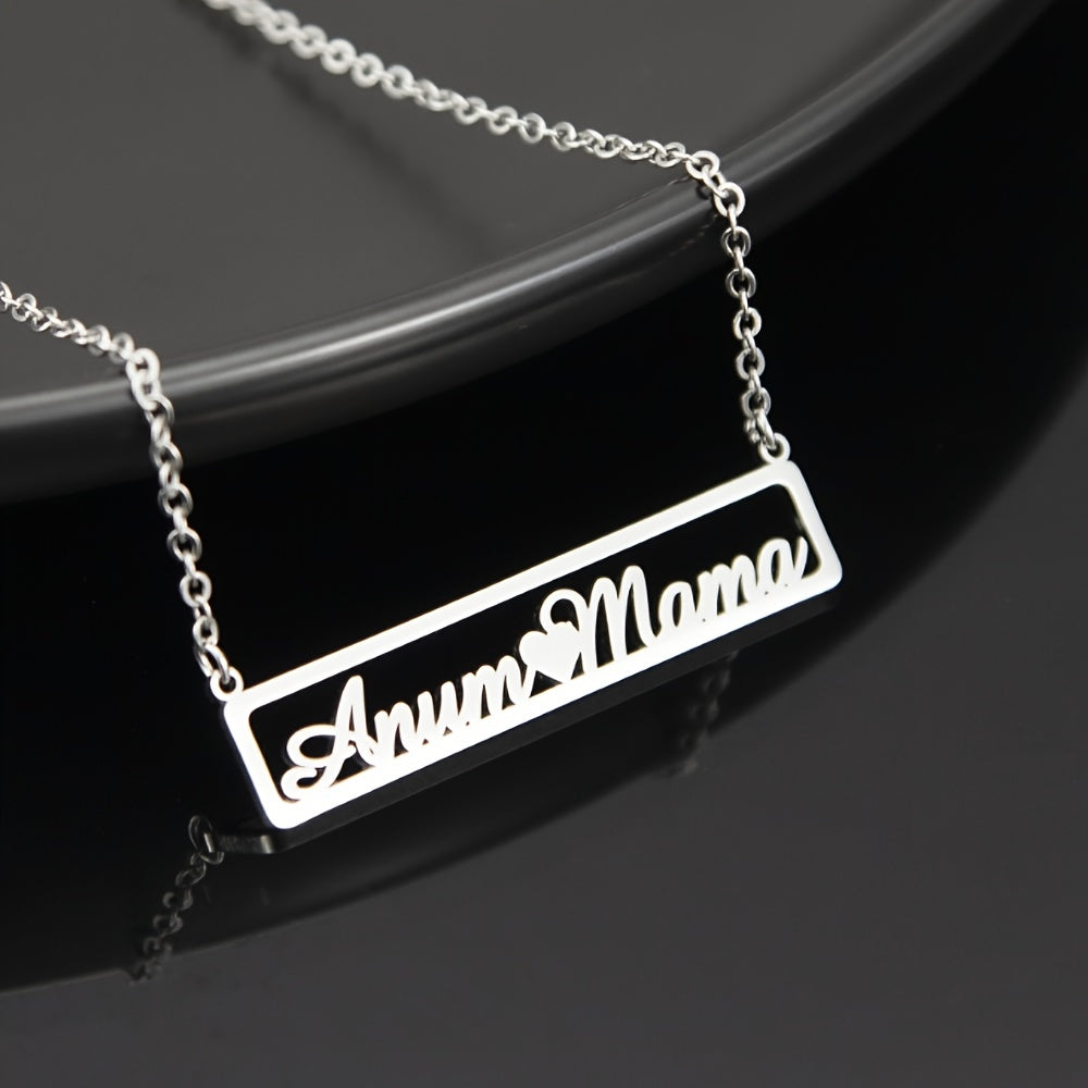 Personalized Stainless Steel Hollow Name Pendant - Stylish Bohemian Heart Necklace for Couples, Ideal for Special Occasions and Presents, Unique Design, Intricate Hollow Detailing