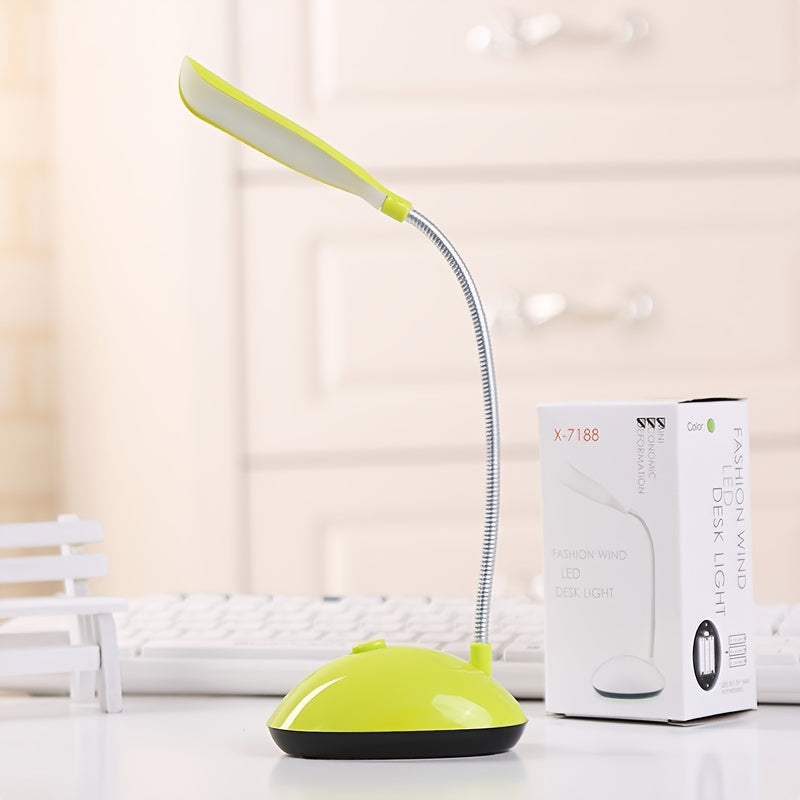 Kinpho Portable LED Desk Lamp is a foldable, eye-friendly mini table light with adjustable angle. It is battery operated (batteries not included) and ideal for students. Available in white