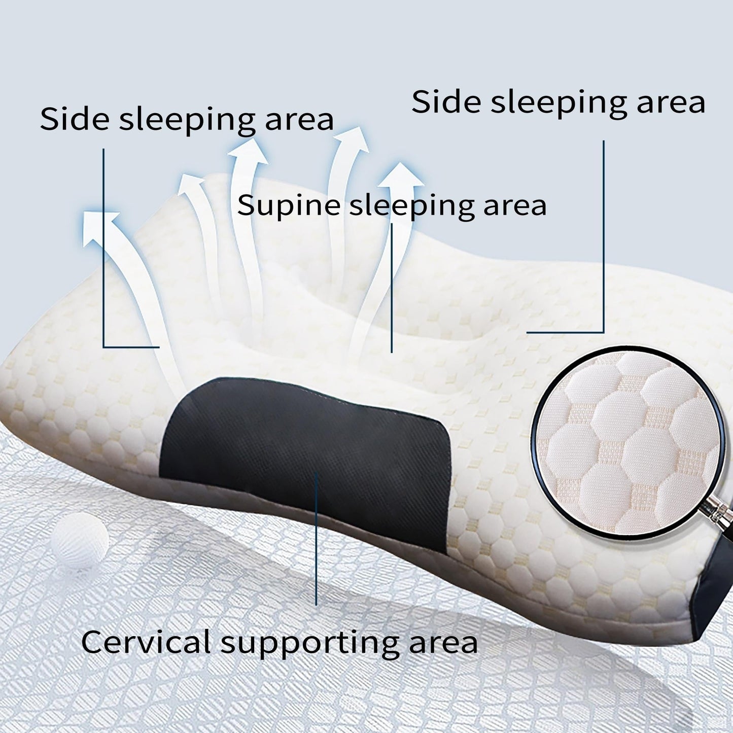 Pair of 2 Orthopedic Contour Pillows with Adjustable Neck Support, Machine Washable and Reversible Soft Bed Pillows with Zippered Polyester Cover, Ergonomic Design for All-Season Comfort