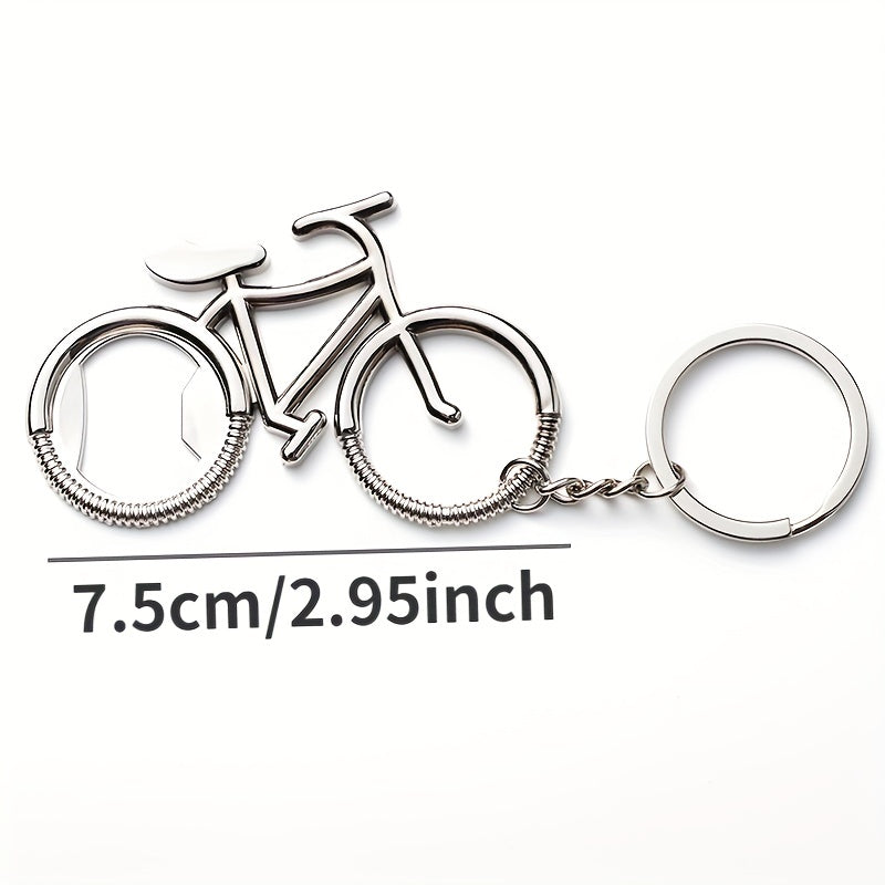 Stainless steel bicycle-shaped bottle opener for beer, wine, and juice. Great for kitchen gadgets, gifts, and home accessories.