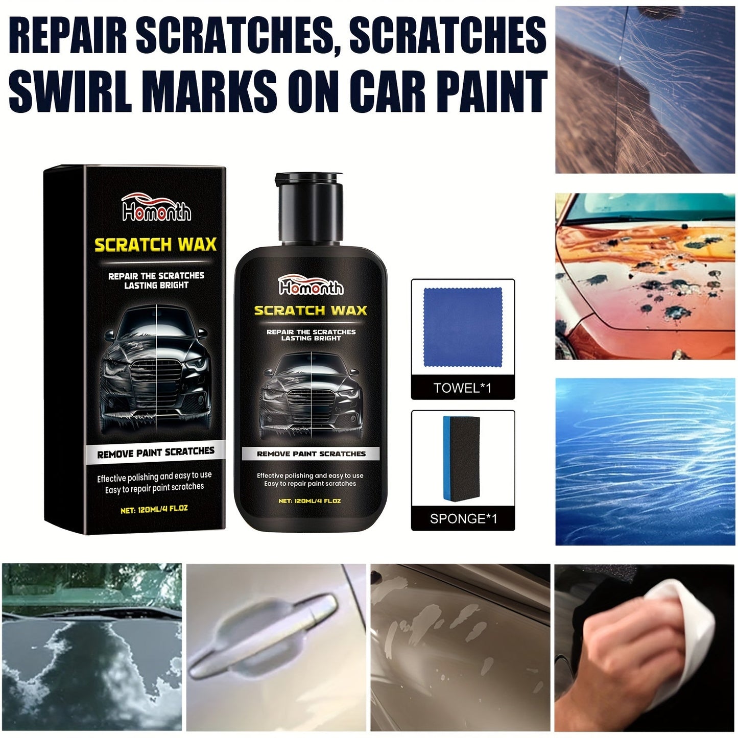 Our 1-piece Scratch Repair Wax is perfect for restoring car and metal surfaces. With a low odor, citric acid formula, it also works as a home cleaning metal polisher. Use it to detail your car and remove auto body scratches.