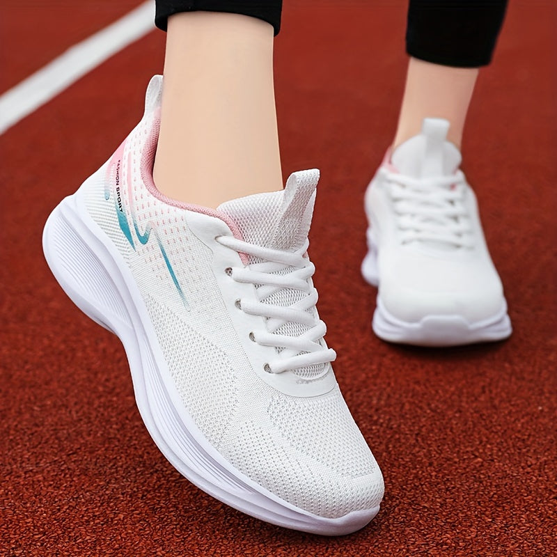 Mesh sneakers for women with breathable design, lightweight, comfortable lace-up, and anti-slip rubber sole, suitable for all seasons.