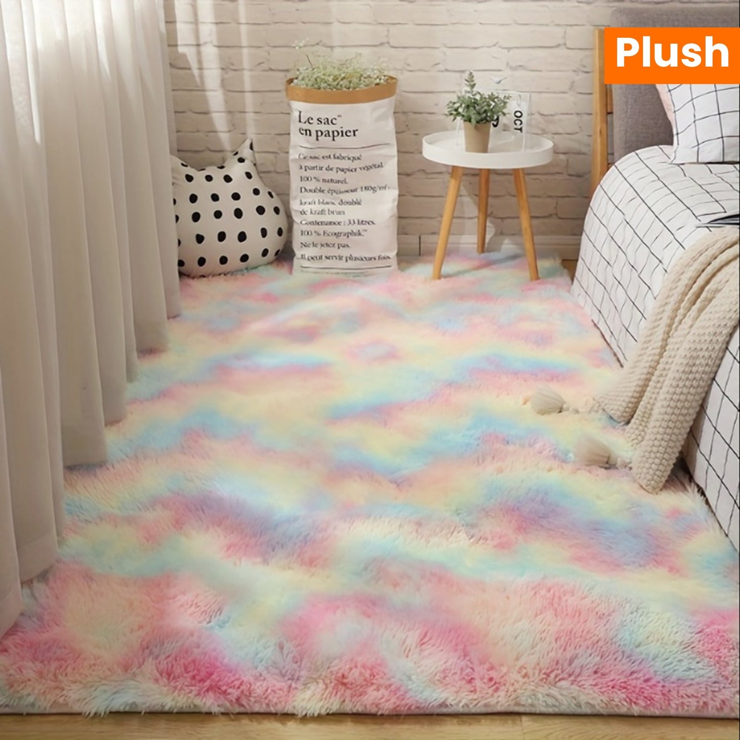 Luxurious Ultra Plush Soft Area Rug, Perfect for Bedroom or Living Room, Tie-Dyed Fluffy Bedside Rug, Machine-Washable Shag Carpet for Nursery, Children's Room, or Home Decor