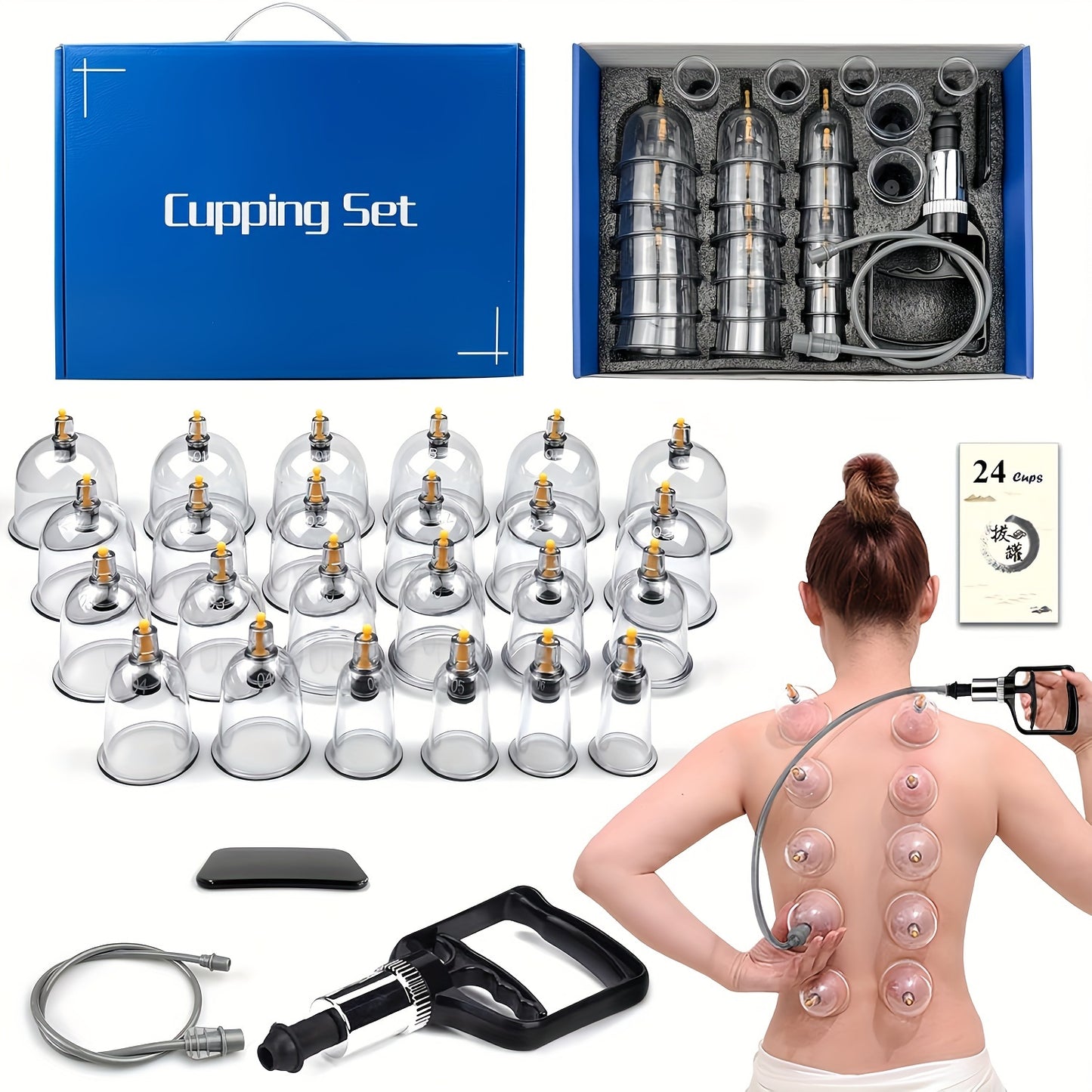 Black Box/Blue Box Cupping Set, Packaged in Gift Box with Black Pearl Lining, High-Quality and Durable Cupping Device, Cracking-Resistant. Ideal for Holiday Gifting.