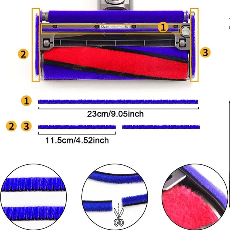 Запасные части для пылесосов V6 V7 V8 V10 V11, с 3 мягкими длинными плюшевыми щетками из пластика. Идеально подходит для уборки в доме и на кухне.