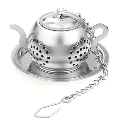 This stylish stainless steel teapot-shaped infuser with a chain is both functional and elegant. It features a lid and handle, making it easy to use for brewing loose leaf tea. Perfect for Easter and Thanksgiving celebrations, this reusable tea strainer