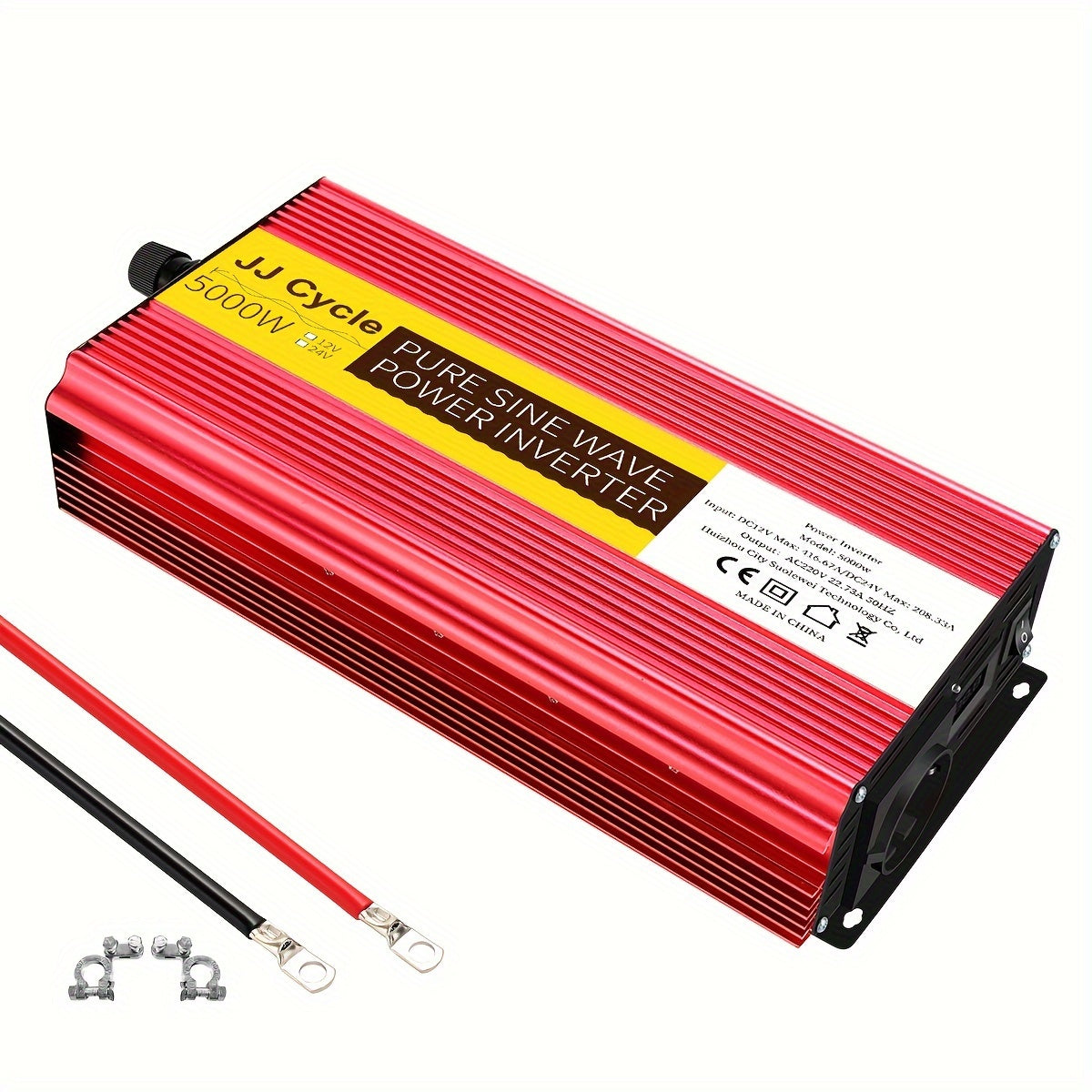 5000W/4000W Pure Sine Wave Inverter converts DC 12V/24V to AC 220V, 50Hz for car electronics with EU plug.