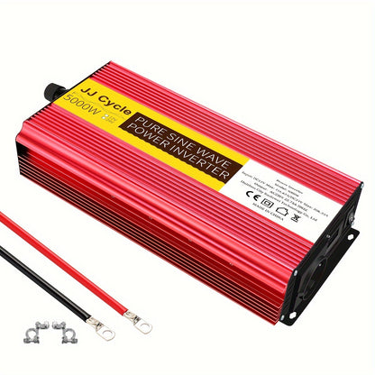 5000W/4000W Pure Sine Wave Inverter converts DC 12V/24V to AC 220V, 50Hz for car electronics with EU plug.