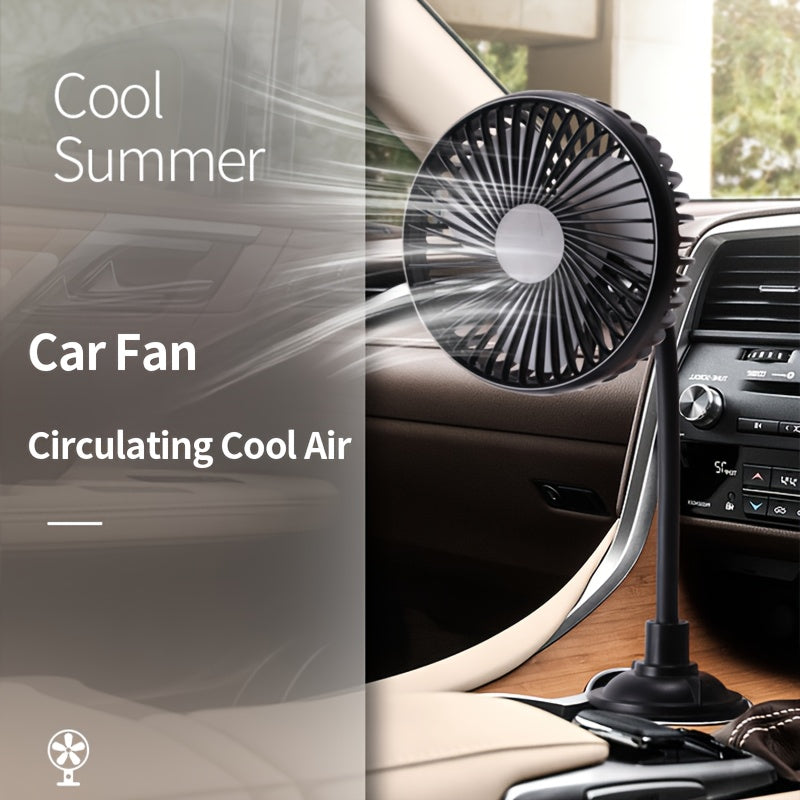 Introducing the Cup Holder Single-Head Car Fan with a Flexible Hose for Powerful Airflow. This fan features a Line Control Switch, Compact Mini Size, and is USB Powered. Its Multi-Angle Rotation and Clip-On Design make it Safe and Stable, with Low Noise