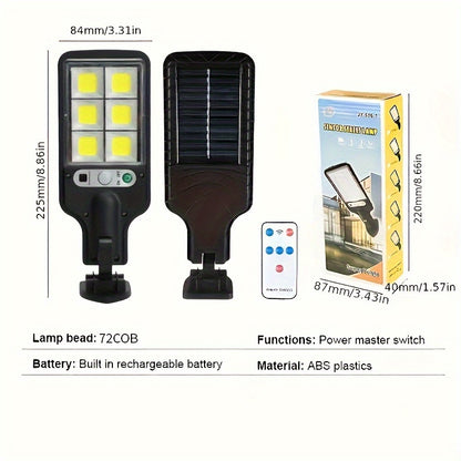 Solar LED wall lights with human body induction, motion sensor, remote control, 3 light modes. Suitable for garden, patio, path, security, outdoor wall. Push button control, plastic shade