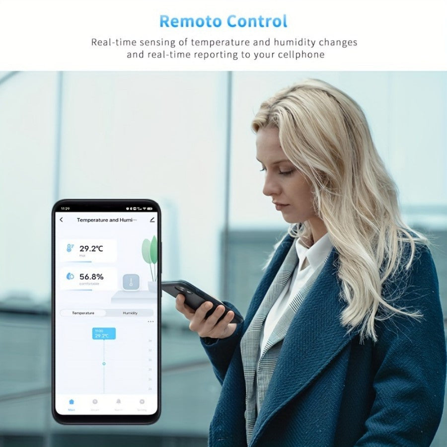 WiFi Smart Thermometer Hygrometer for indoor temperature and humidity control, with remote app control and USB power, ideal for rooms, greenhouses, and cellars - Battery-free.