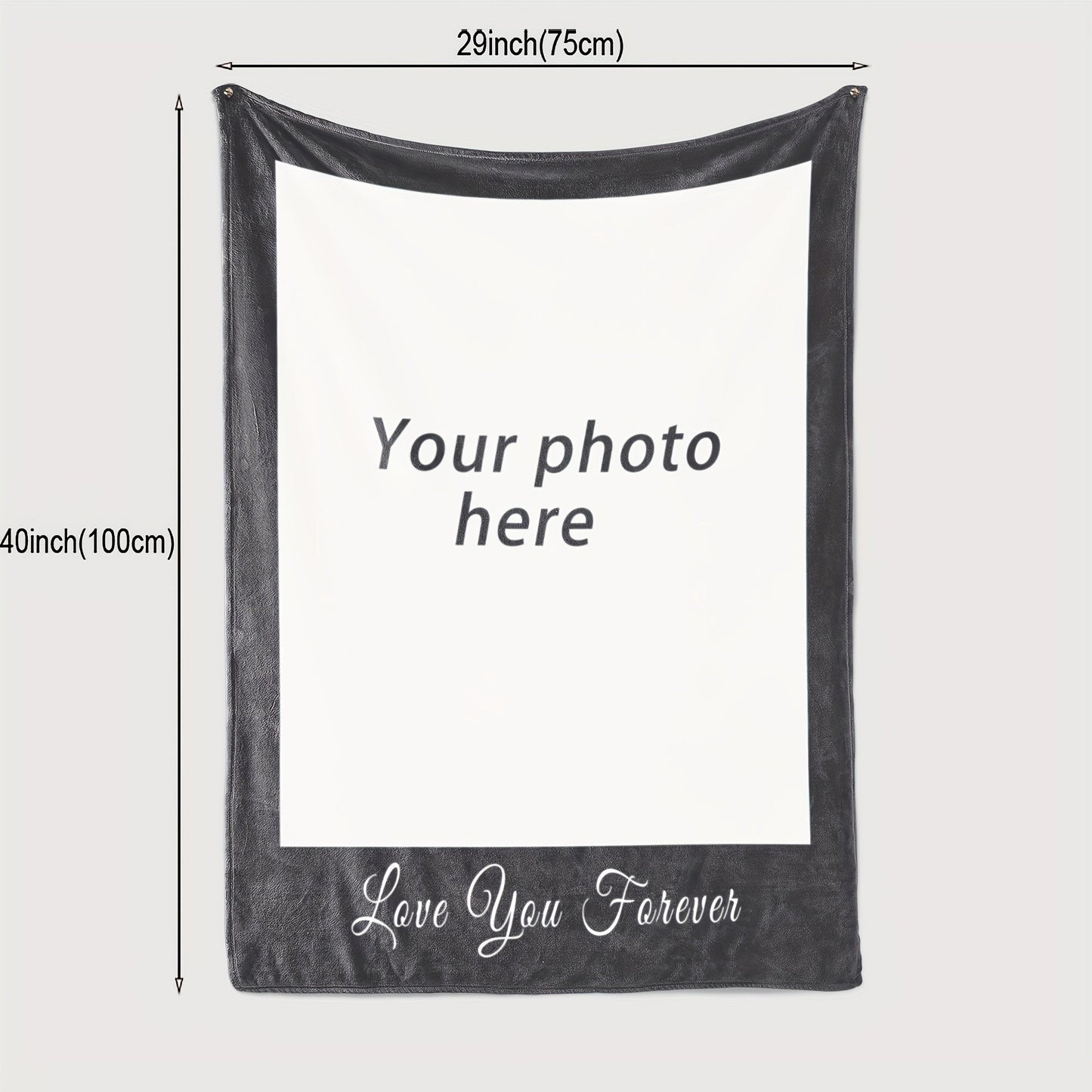 Customize your own photo blanket with a special message like "Love You Forever". Made with soft flannel material, this warm and allergy-free throw is ideal for use on the couch, sofa, bed, office, camping, or the beach. It makes the perfect gift for