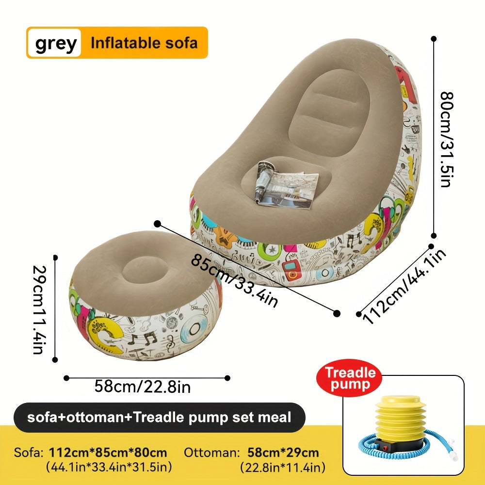 Lazy Sofa with Footrest: Portable Outdoor Lounge Chair.