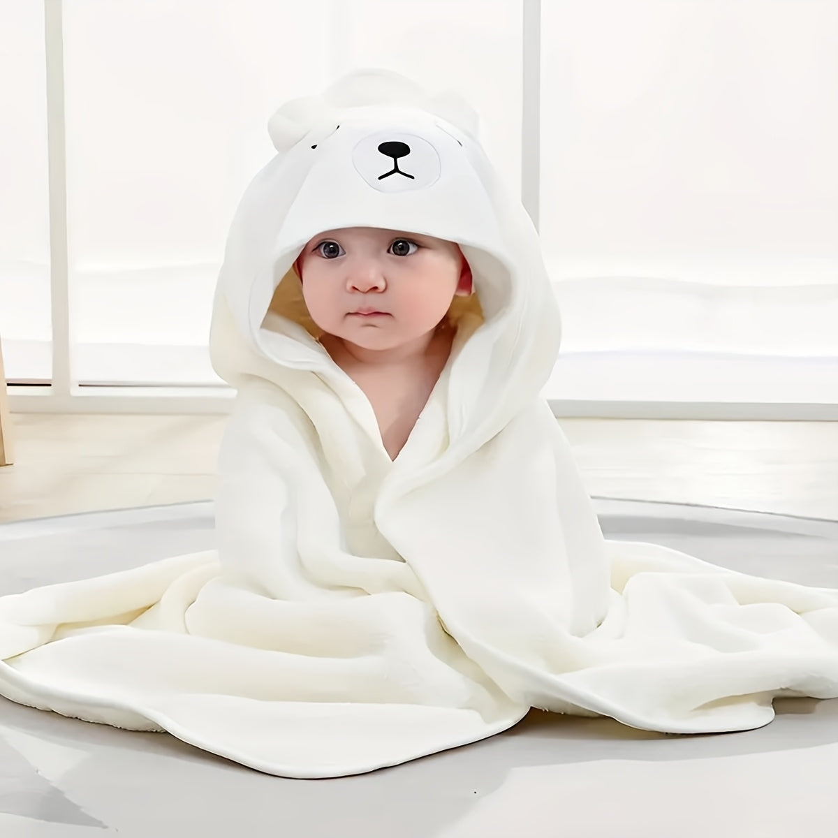 This adorable cartoon hooded bath towel is super absorbent, made from soft knit fabric and is machine washable. Perfect for babies aged 0-3 years, it makes an ideal gift for Christmas, Halloween, or Thanksgiving.