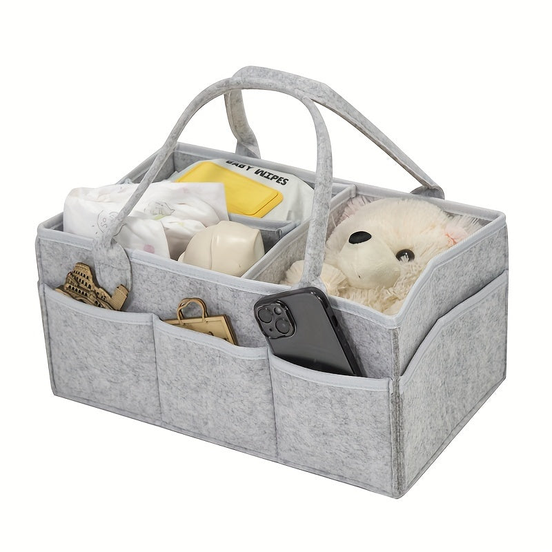 Mommy Basket Diaper Bag and Storage Box in Grey Felt Cloth - Perfect for Halloween or Christmas Gift