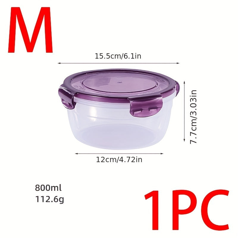 Set of 4 Storage Boxes, Contemporary Round Style for Fresh Food Storage, Convenient and Portable Containers for Refrigerator and Microwave Use, Perfect for Picnics, Camping, Back to School Supplies.