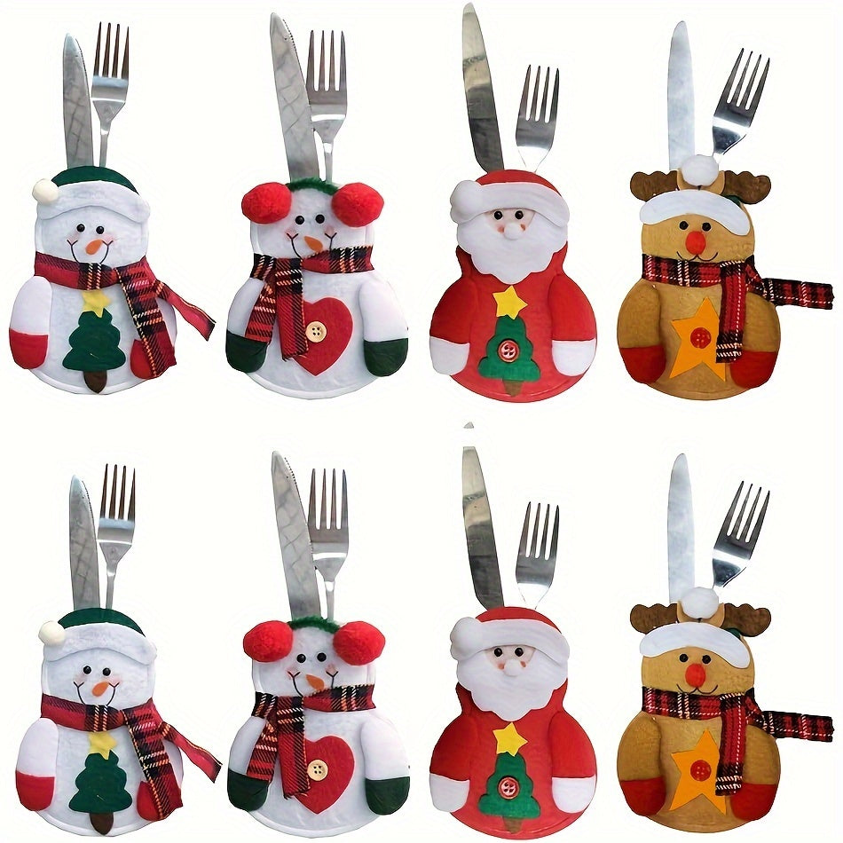 Set of 4/8/12 Christmas cutlery holders for tableware decoration at Xmas parties