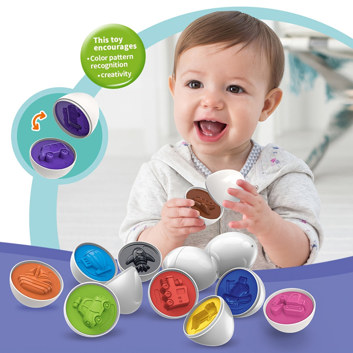 Interactive Egg Matching Game for Kids - Set of 6 with Numbers & Shapes, Enhances Fine Motor Skills & Sensory Development, Educational Toy for Boys & Girls, Great Birthday or Holiday Present, Enhances Matching Skills and Classification Abilities for