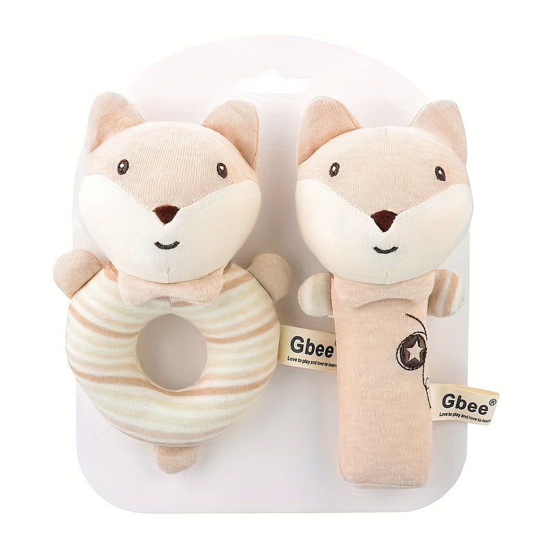 Animal-themed hand-ring bell toy for soothing and grasping training.