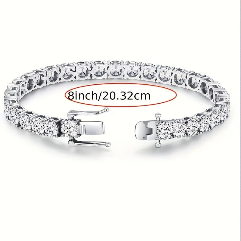 Exquisite Moissanite Tennis Bracelet Set with 10.5-14 Carat Lab-Created Diamonds - Crafted from Hypoallergenic 925 Sterling Silver and Finished with White Golden Plating, Perfectly Elegant and Boho-Chic, Adorned with Natural Stones, Perfect for Everyday