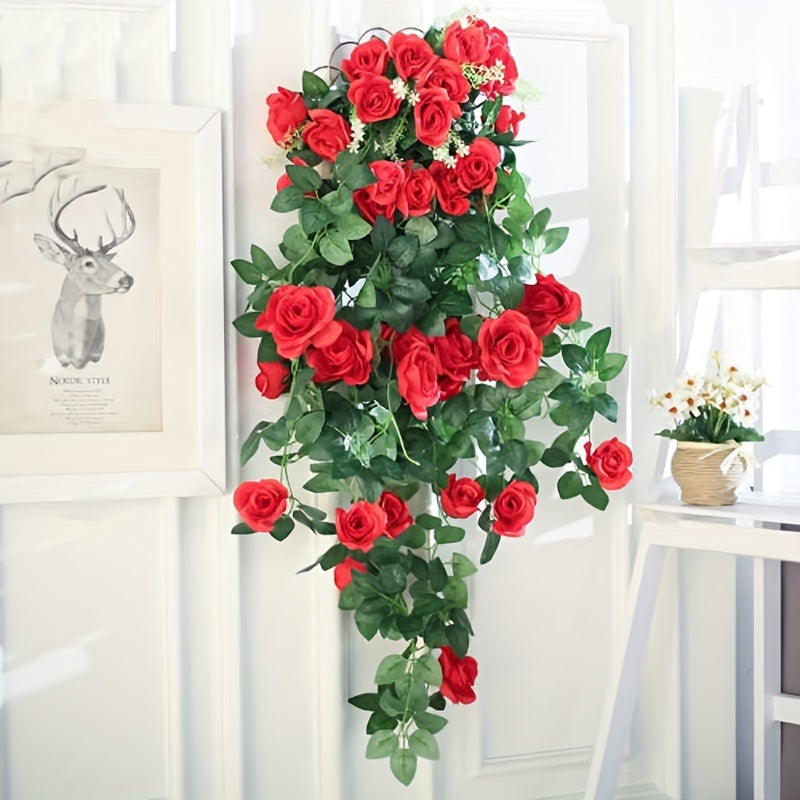 7.55ft Artificial Rose Vine for Outdoor UV Resistant Décor.