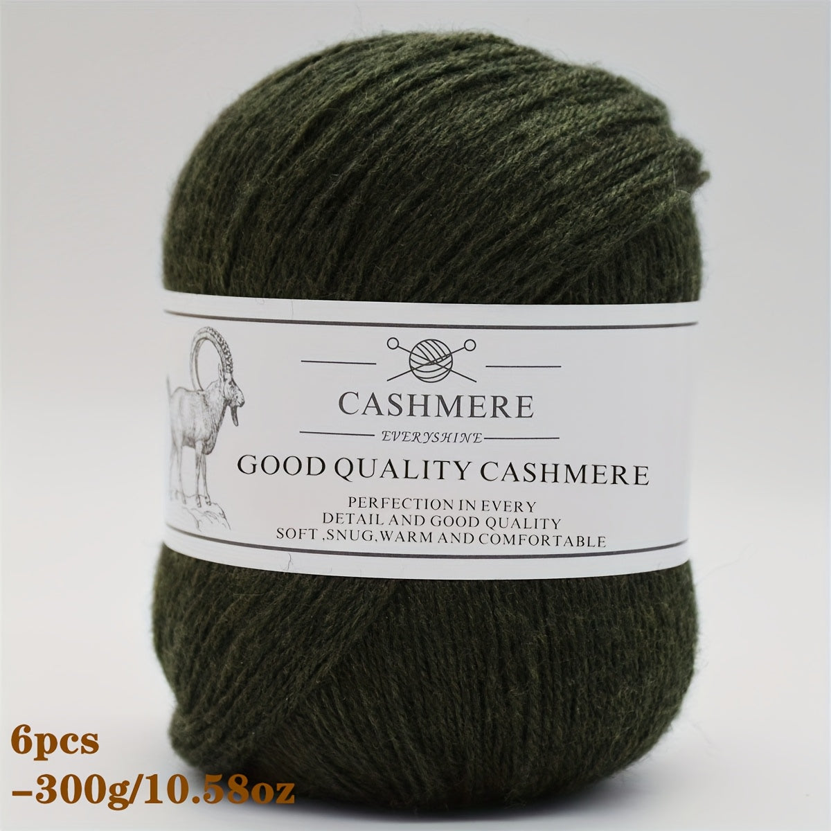 6-Pack Luxurious Cashmere Yarn for Knitting and Crocheting - Soft, Warm, Durable 80% Cashmere 20% Acrylic Blend - Perfect for Sweaters, Pants, Gloves, Hats, and DIY Crafts - 1.76oz Each