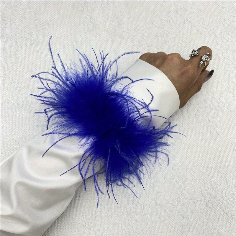 Ostrich Feather Wrist Cuffs Available in 20 Colors, Solid Color Carnival Slap Bracelets Perfect for Halloween Cosplay, Party Accessories, Non-Elastic Feather Anklet Bracelet