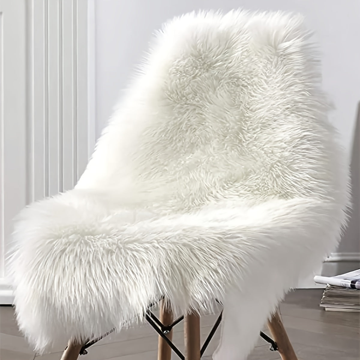 One piece of Faux Fur Rug, Plush Shaggy Area Rug made from Ultra Soft Faux Sheepskin Fur. This White Fuzzy Rug can also be used as a Sheep Skin Throw Rug, Washable Fluffy Area Rug, or a Fluffy Chair Cover.