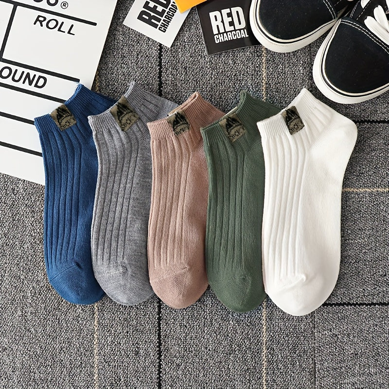 5 pairs of comfortable, breathable low-cut ankle crew socks.